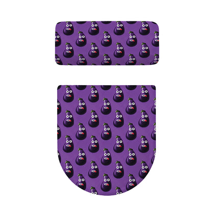 Funny Eggplant Pattern Print Toilet Lid And Tank Cover Set