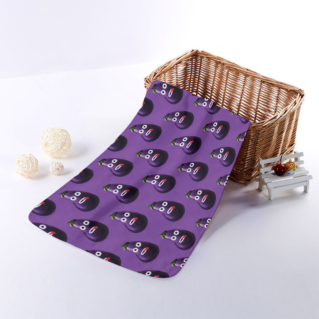 Funny Eggplant Pattern Print Towel