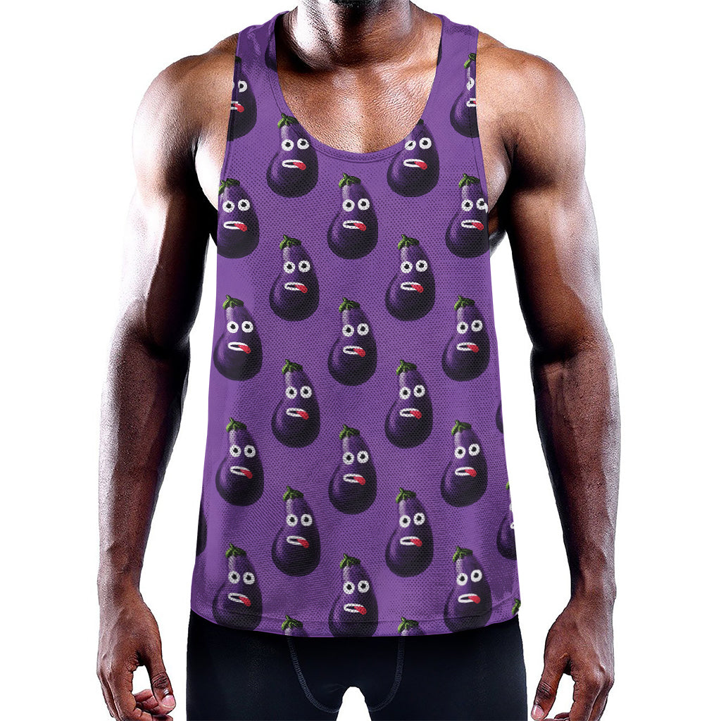 Funny Eggplant Pattern Print Training Tank Top