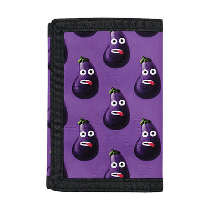 Funny Eggplant Pattern Print Trifold Wallet