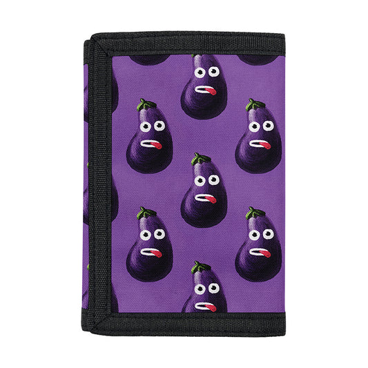 Funny Eggplant Pattern Print Trifold Wallet
