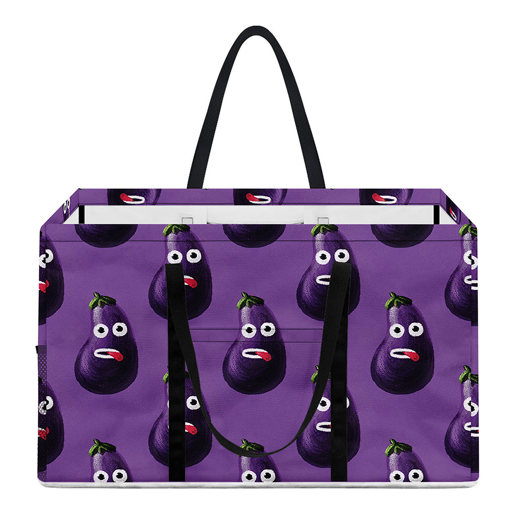 Funny Eggplant Pattern Print Utility Tote Bag
