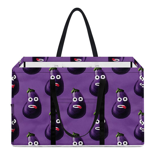 Funny Eggplant Pattern Print Utility Tote Bag