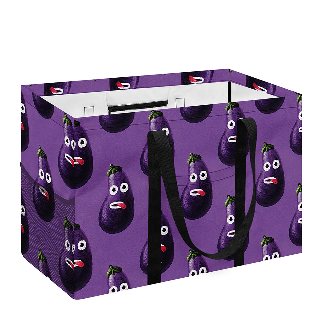 Funny Eggplant Pattern Print Utility Tote Bag