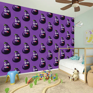 Funny Eggplant Pattern Print Wall Sticker