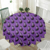 Funny Eggplant Pattern Print Waterproof Round Tablecloth