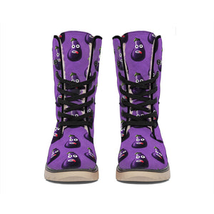 Funny Eggplant Pattern Print Winter Boots