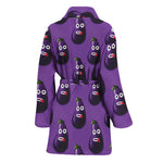 Funny Eggplant Pattern Print Women's Bathrobe