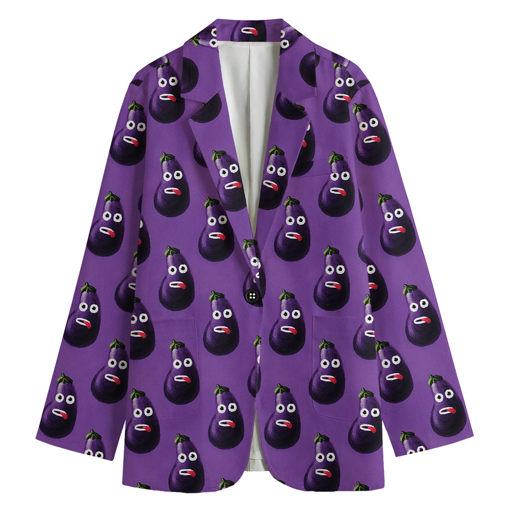 Funny Eggplant Pattern Print Women's Blazer