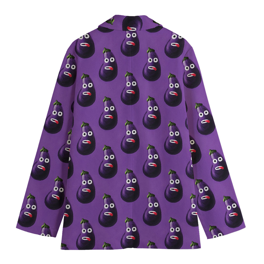 Funny Eggplant Pattern Print Women's Blazer