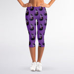 Funny Eggplant Pattern Print Women's Capri Leggings