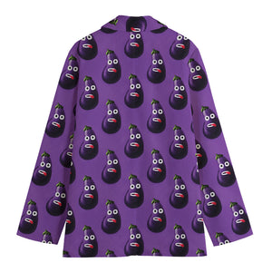 Funny Eggplant Pattern Print Women's Cotton Blazer