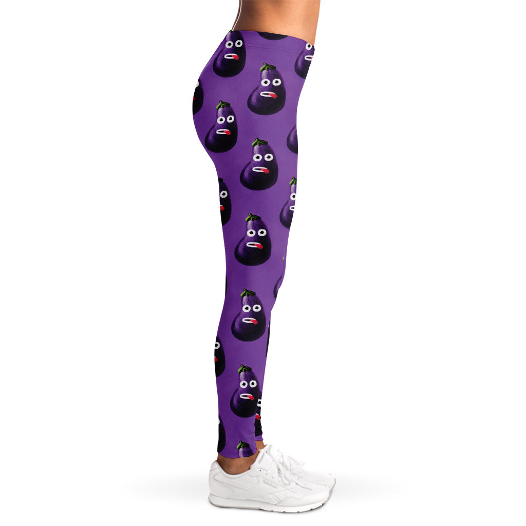 Funny Eggplant Pattern Print Women's Leggings