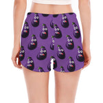 Funny Eggplant Pattern Print Women's Split Running Shorts