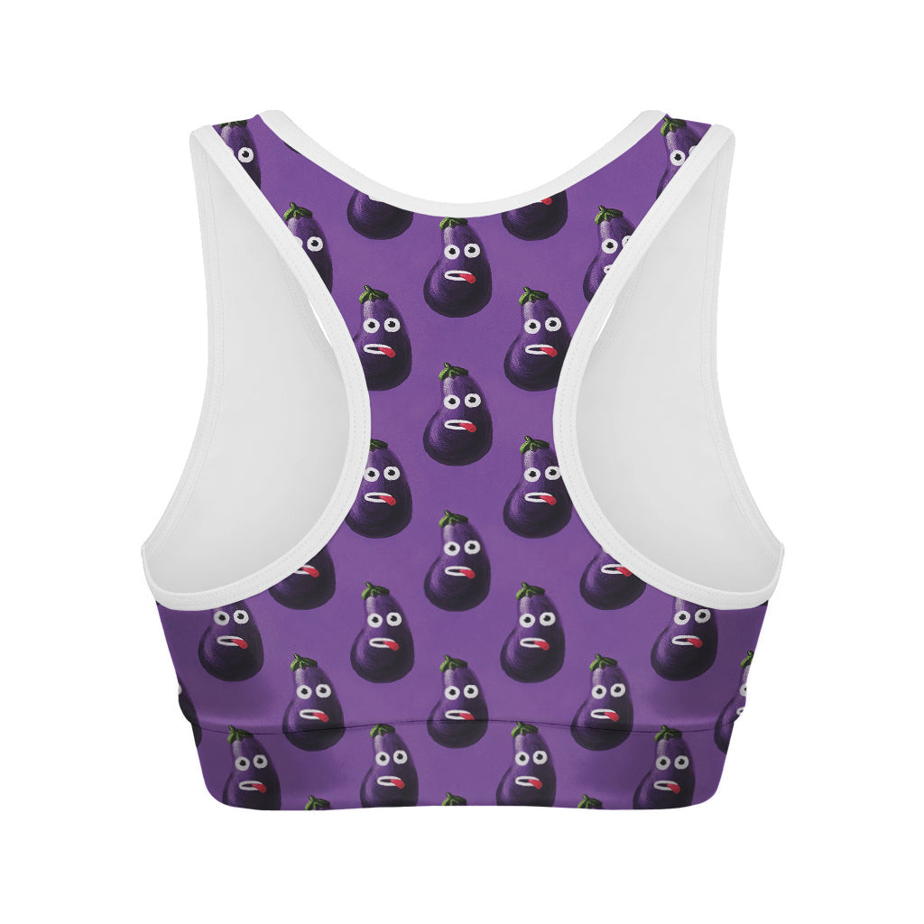 Funny Eggplant Pattern Print Women's Sports Bra