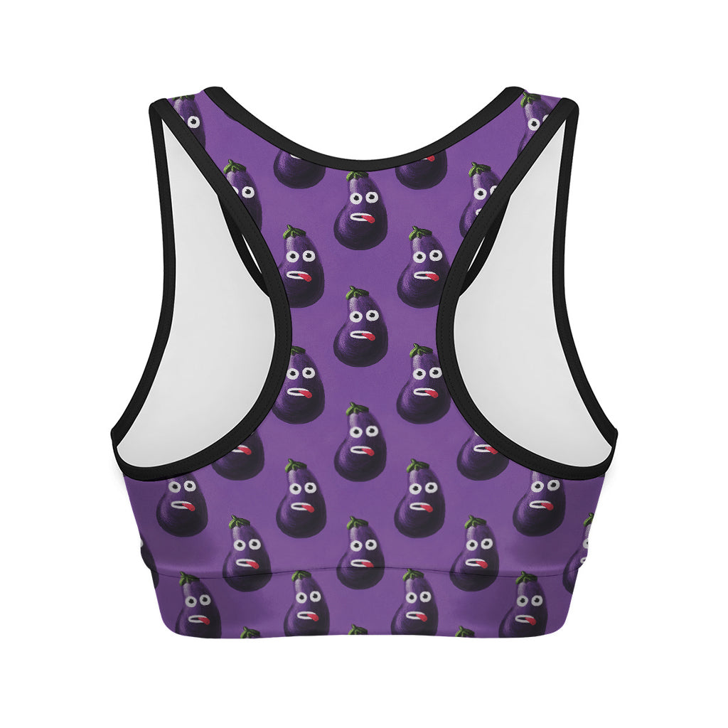 Funny Eggplant Pattern Print Women's Sports Bra