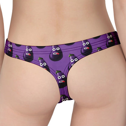 Funny Eggplant Pattern Print Women's Thong