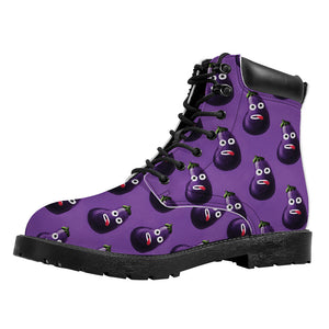 Funny Eggplant Pattern Print Work Boots