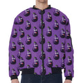 Funny Eggplant Pattern Print Zip Sleeve Bomber Jacket