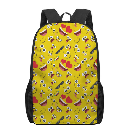 Funny Emoji Pattern Print 17 Inch Backpack
