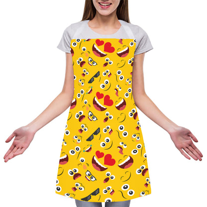 Funny Emoji Pattern Print Adjustable Apron