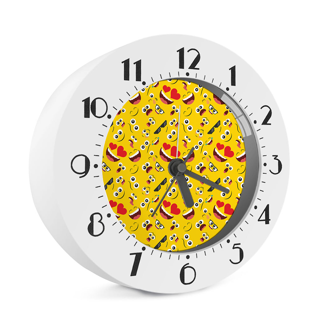 Funny Emoji Pattern Print Alarm Clock