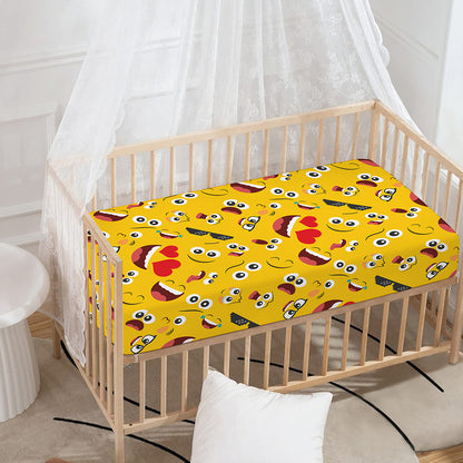 Funny Emoji Pattern Print Baby Crib Sheet