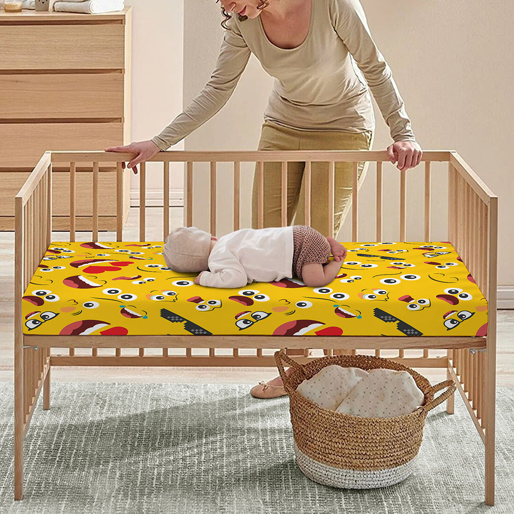 Funny Emoji Pattern Print Baby Crib Sheet
