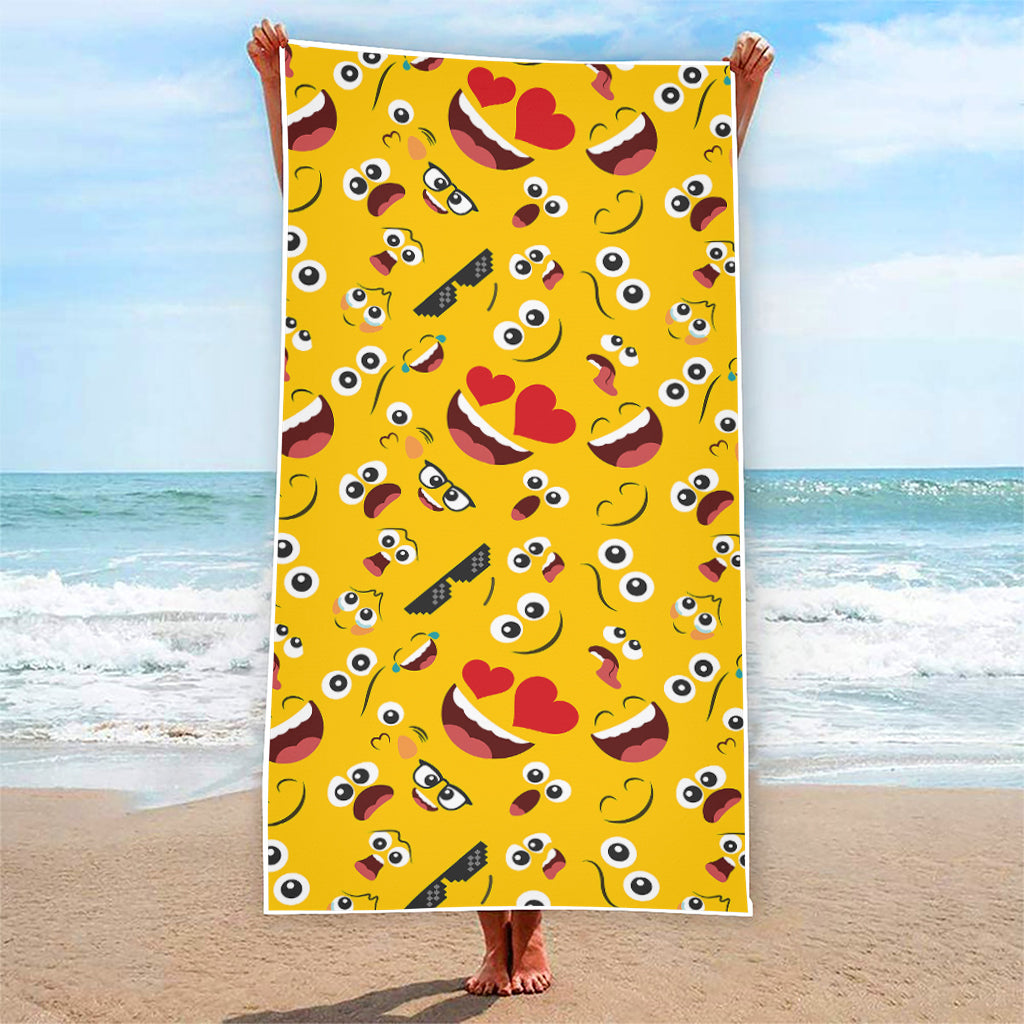 Funny Emoji Pattern Print Beach Towel