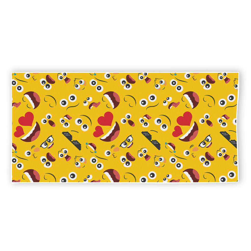 Funny Emoji Pattern Print Beach Towel