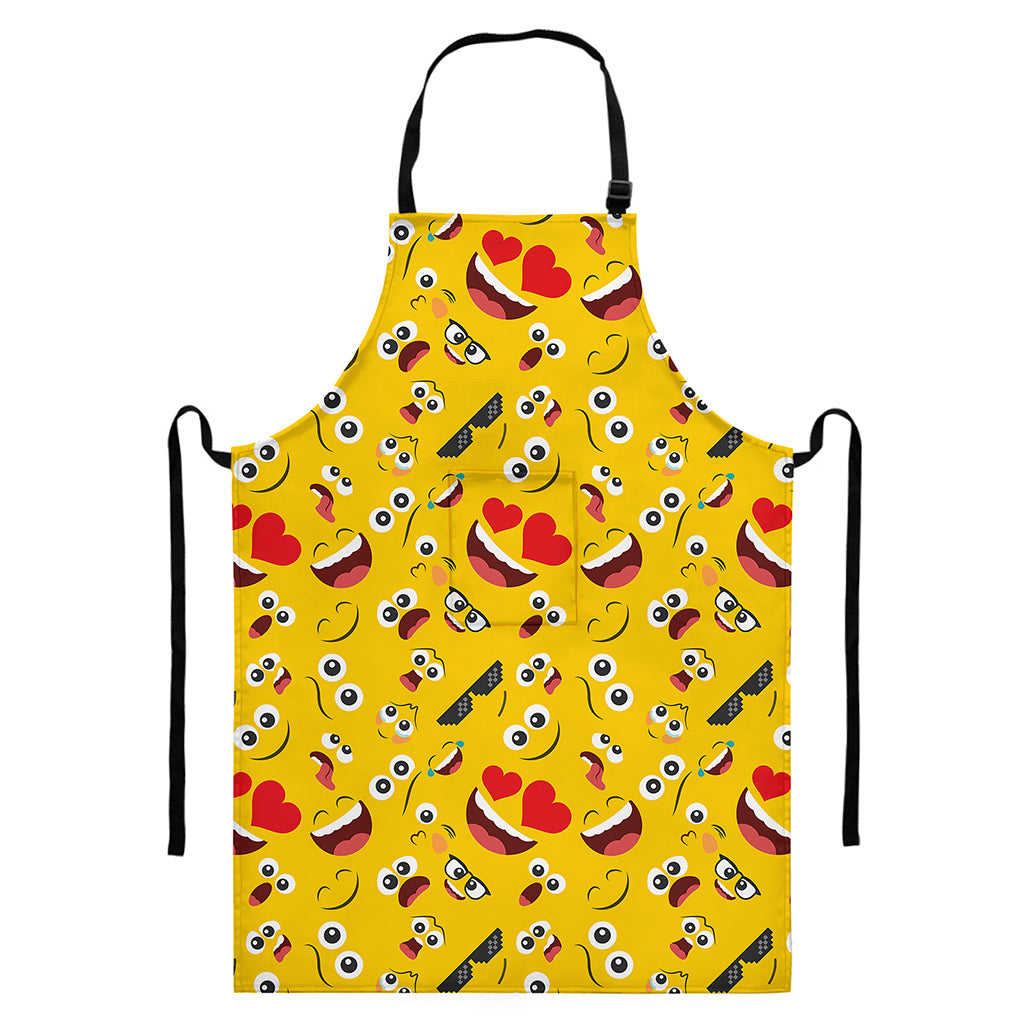 Funny Emoji Pattern Print Bib Apron With Pocket