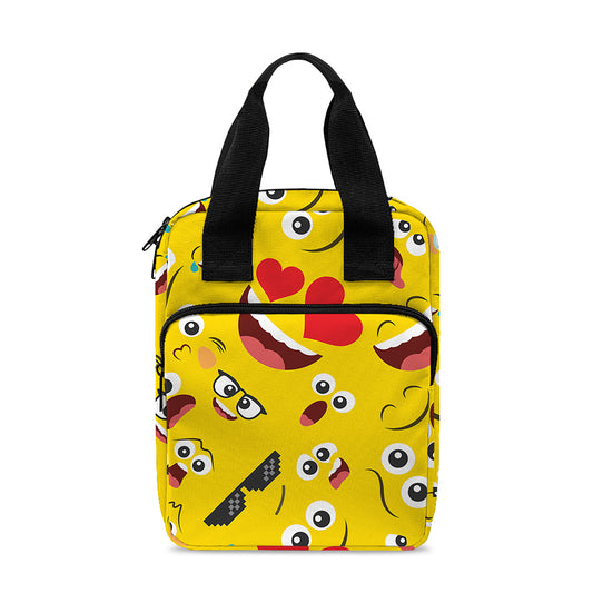 Funny Emoji Pattern Print Bible Tote Bag