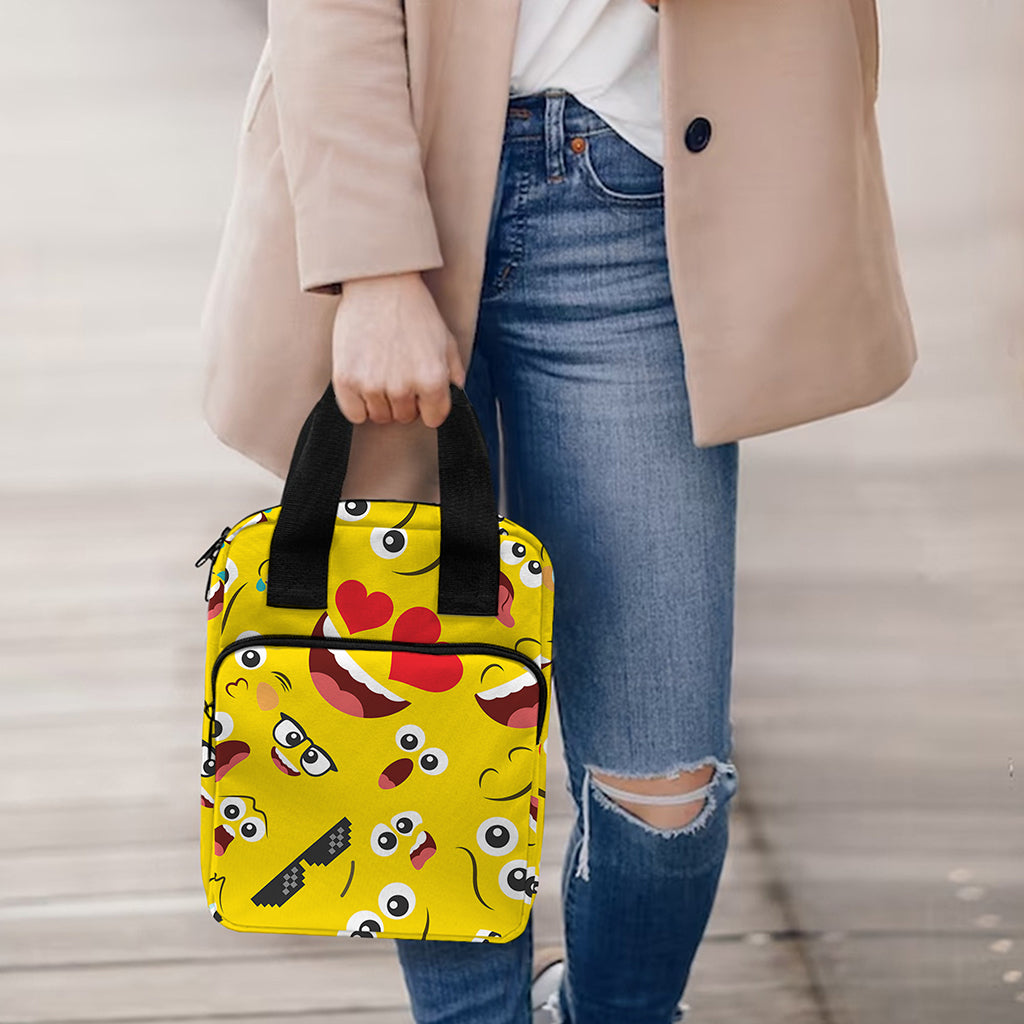 Funny Emoji Pattern Print Bible Tote Bag