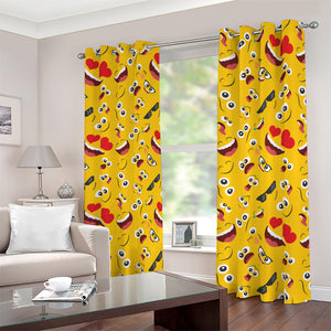 Funny Emoji Pattern Print Blackout Grommet Curtains