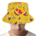 Funny Emoji Pattern Print Bucket Hat