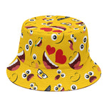 Funny Emoji Pattern Print Bucket Hat