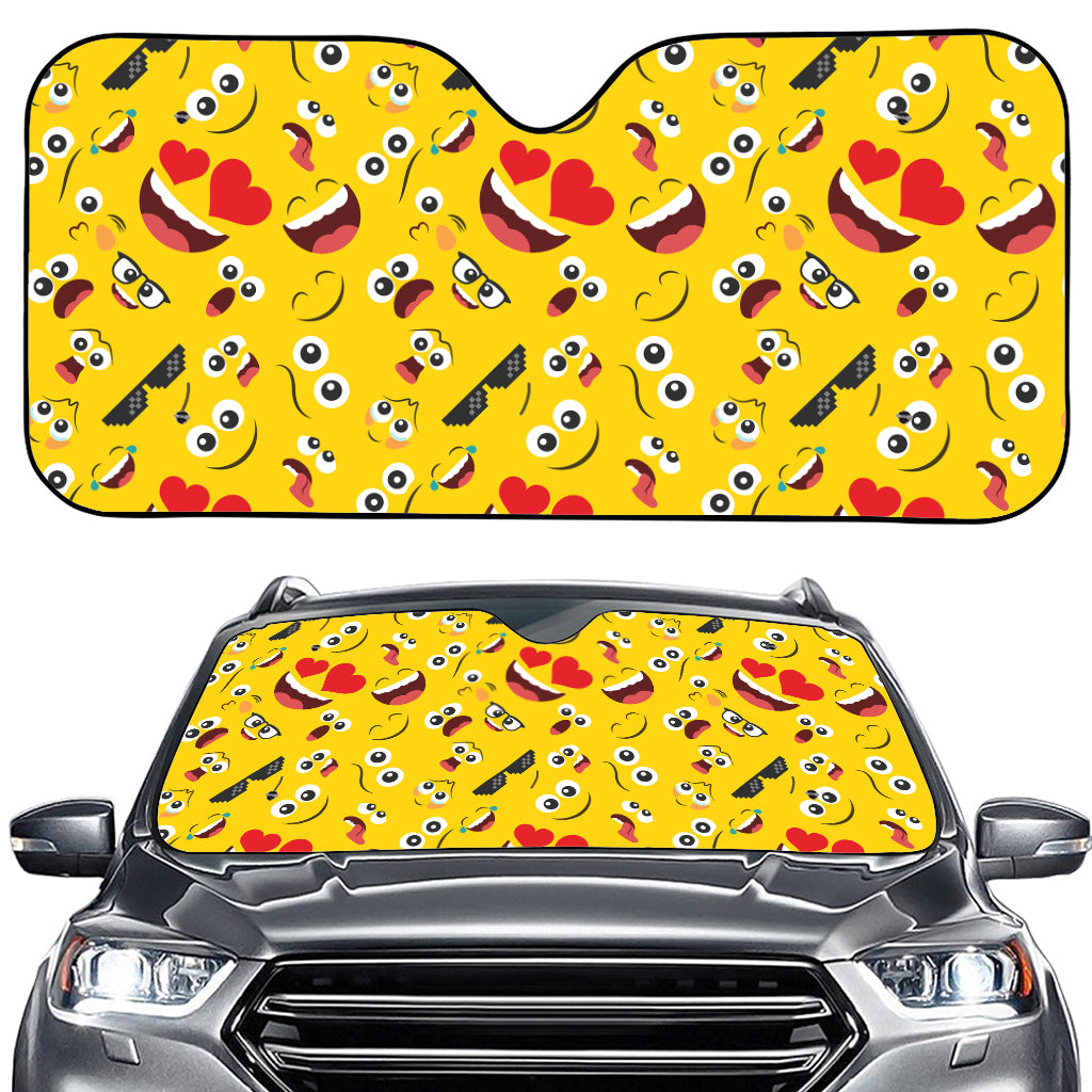 Funny Emoji Pattern Print Car Windshield Sun Shade