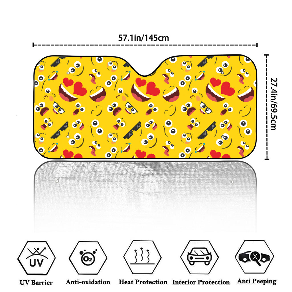 Funny Emoji Pattern Print Car Windshield Sun Shade