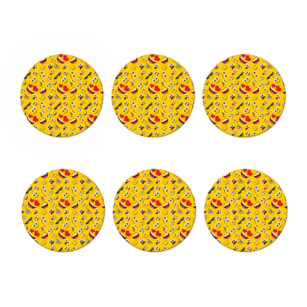 Funny Emoji Pattern Print Coaster Set