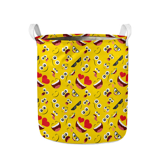 Funny Emoji Pattern Print Collapsible Laundry Basket