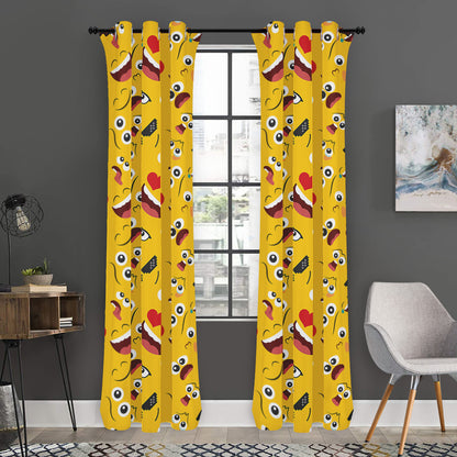 Funny Emoji Pattern Print Curtain