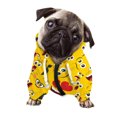 Funny Emoji Pattern Print Dog Zip Up Hoodie