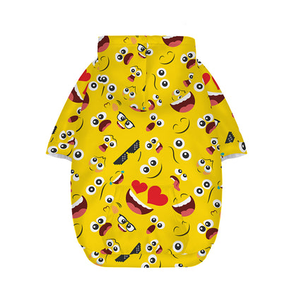 Funny Emoji Pattern Print Dog Zip Up Hoodie