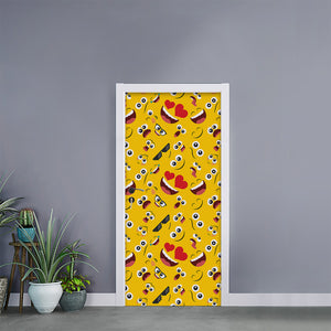 Funny Emoji Pattern Print Door Sticker