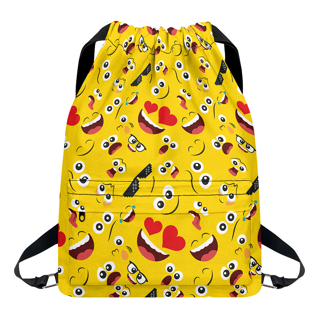 Funny Emoji Pattern Print Drawstring Backpack