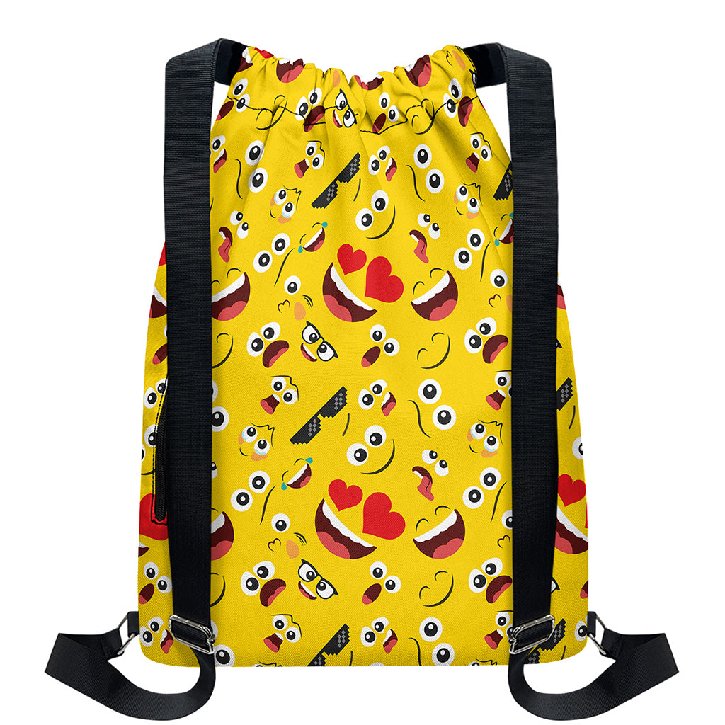 Funny Emoji Pattern Print Drawstring Backpack