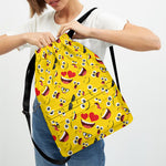 Funny Emoji Pattern Print Drawstring Backpack