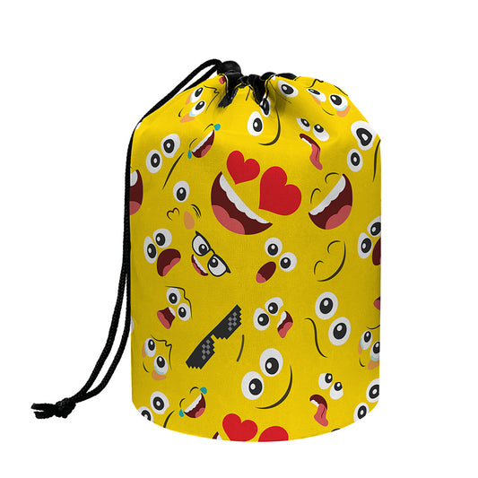 Funny Emoji Pattern Print Drawstring Makeup Bag