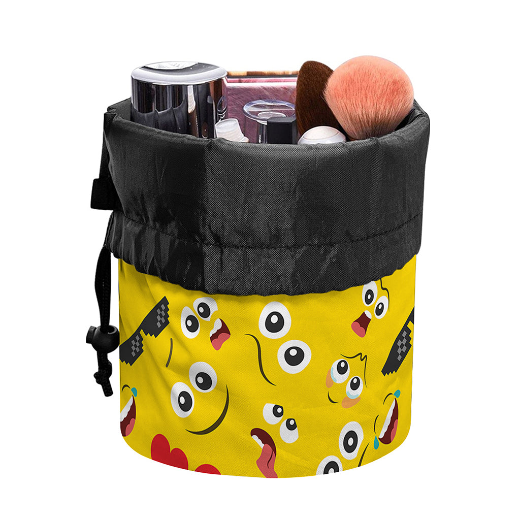 Funny Emoji Pattern Print Drawstring Makeup Bag