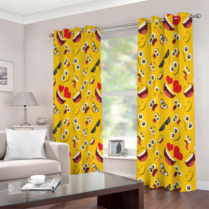 Funny Emoji Pattern Print Extra Wide Grommet Curtains